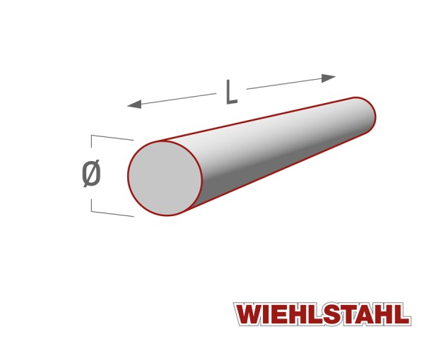 Rundstahl Zylinder, wo ein L für Länge und ein ø für Durchmesser abgebildet sind | Federstahldraht SH, patentiert gezogen, DIN EN 10270-1